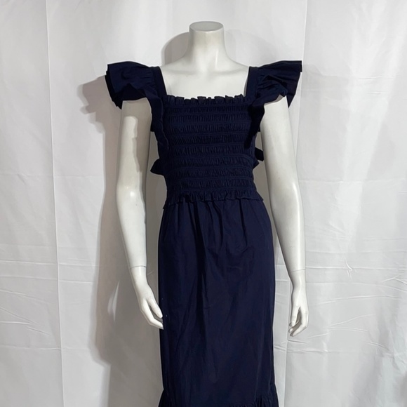 Sea New York Navy Smocked Flitter Sleeve Dress Size XS Backless - Picture 2 of 7